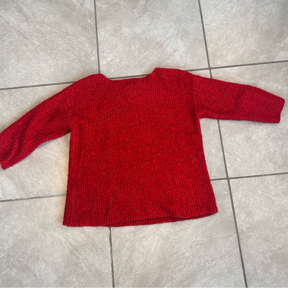 Ruby Rd. Red Crew Neck Sweater - Picture 7 of 8